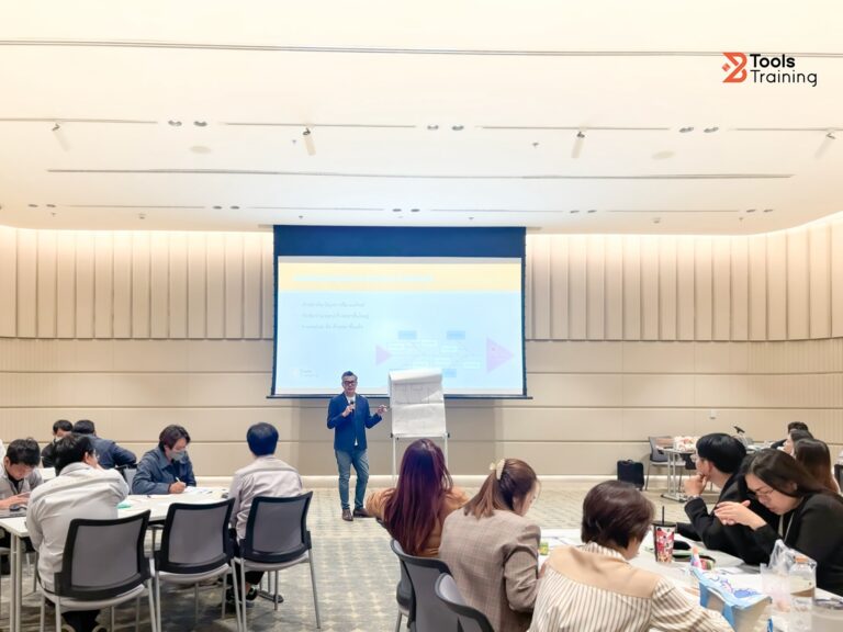 ทีมผู้บริหารและหัวหน้างานกำลังระดมสมองใช้ทักษะการตัดสินใจ (Decision Making Skills) และผังก้างปลาเพื่อวิเคราะห์แก้ปัญหาทางธุรกิจอย่างเป็นระบบ